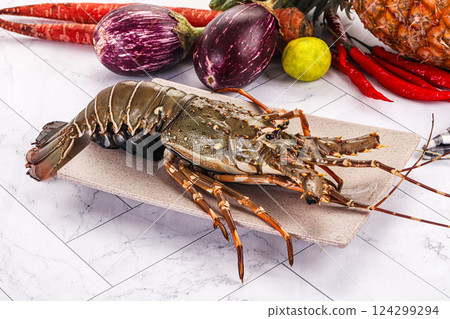 Raw wild fresh spiny lobster 124299294