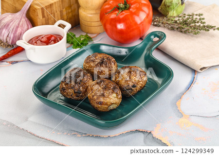 Baked potato barbecue with skin 124299349