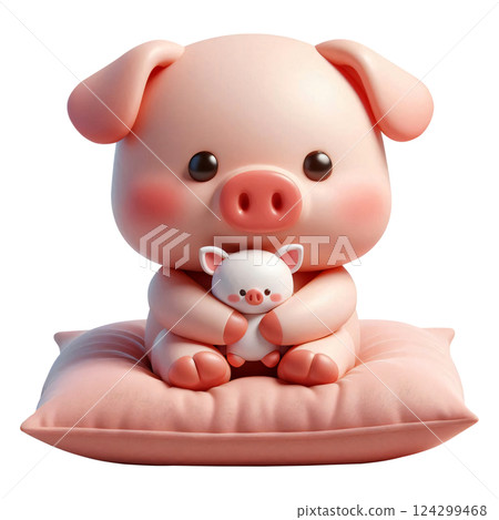 3D Pig Cartoon, Pig Cartoon, Cute Little Pig 124299468
