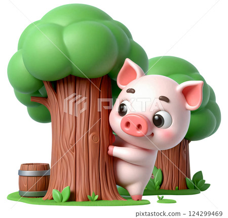 3D Pig Cartoon, Pig Cartoon, Cute Little Pig 124299469