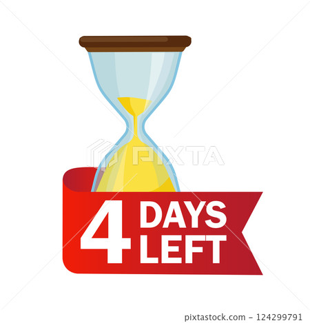 4 days left. Sandglasses with calendar icon on a white background. Vector stock illustration. 4 days left. Sandglasses with calendar icon on a white background. Vector stock illustration. 124299791