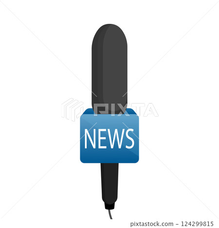Microphone news. Reparter journalism concept in flat style. Vector illustration. Microphone news. Reparter journalism concept in flat style. Vector illustration. 124299815