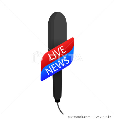 Microphone news. Reparter journalism concept in flat style. Vector illustration. Microphone news. Reparter journalism concept in flat style. Vector illustration. 124299816