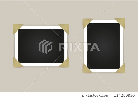 Collection of blank photo frames with adhesive tape, different shadow effects and empty space for your photograph. Vector illustration. 124299830