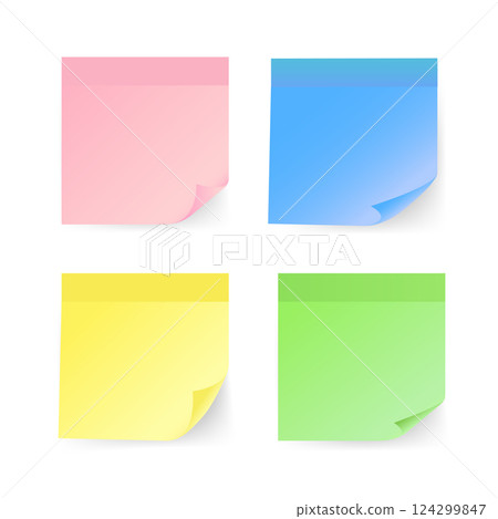 Colorful note stickers set in flat style on a white background. Vector illustration. 124299847