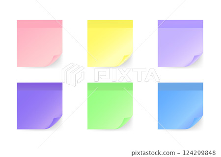 Colorful note stickers set in flat style on a white background. Vector illustration. 124299848