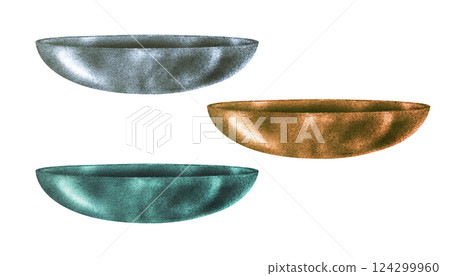 Planters of various colors with green, silver, cooper metallic textures. Modern flower pot, vase for plants and bouquets. Watercolor container template for indoor, garden flowers, plants, trees Planters of various colors with green, silver, cooper metallic textures. Modern flower pot, vase for plants and bouquets. Watercolor container template for indoor, garden flowers, plants, trees 124299960