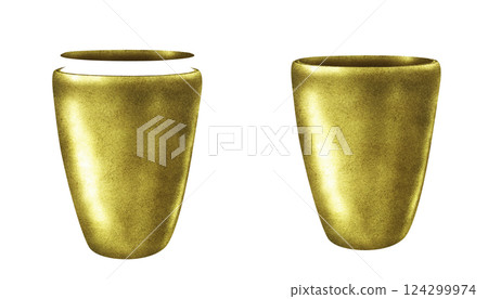 Planter with gold, brass, bronze metallic textures. Modern flower pot, vase for plants and bouquets. Watercolor container template for interior and exterior, indoor and garden flowers, plants, trees Planter with gold, brass, bronze metallic textures. Modern flower pot, vase for plants and bouquets. Watercolor container template for interior and exterior, indoor and garden flowers, plants, trees 124299974