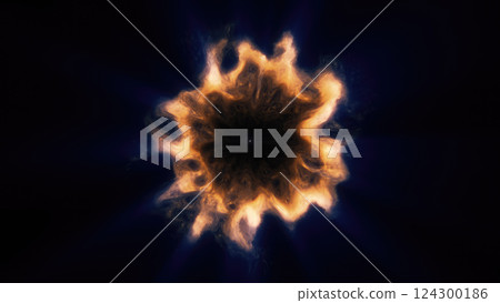 A fiery, orange glowing sphere with dynamic edges, radiating light and energy on a dark background, symbolizing intensity and strength A fiery, orange glowing sphere with dynamic edges, radiating light and energy on a dark background, symbolizing intensity and strength 124300186