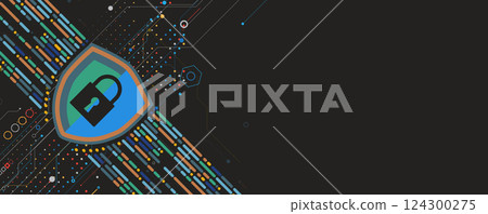 Cyber security neon lock protect data Cyber security neon lock protect data 124300275