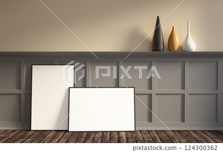 Poster mockup templete in classic interior. Poster mockup templete in classic interior. 124300362