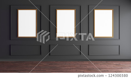 Classic interior with posters template 124300380