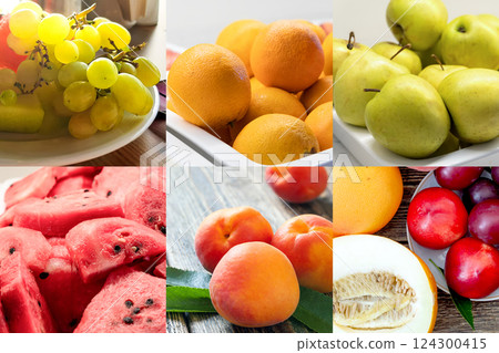 Collage of fresh fruits assortment Collage of fresh fruits assortment 124300415