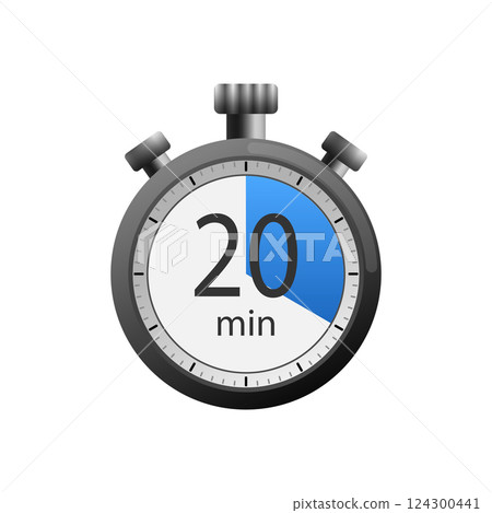 Icon of a timer with 20 minutes on the white background. Vector illustration. Icon of a timer with 20 minutes on the white background. Vector illustration. 124300441