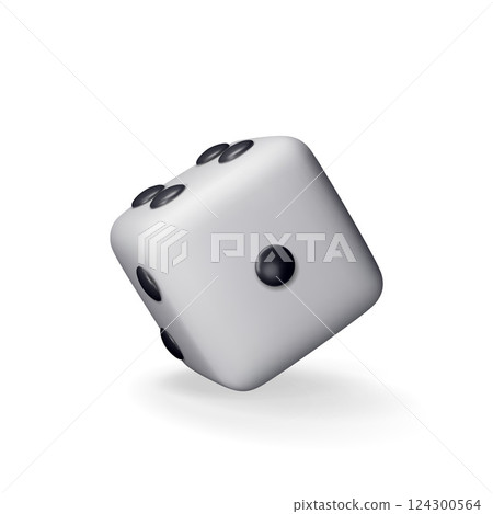 3D dice white playing cube isolated on white 124300564