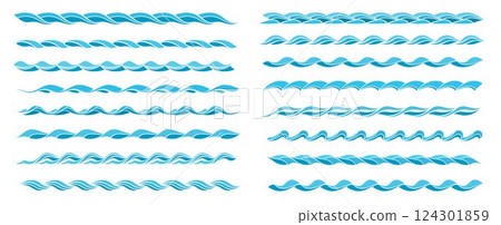 Seamless wave pattern in a flat graphic style. Abstract flowing lines inspired by ocean and sea 124301859