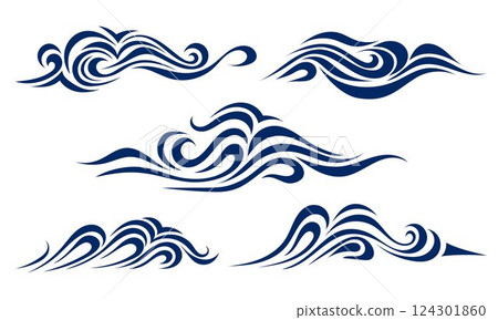 Set wave elements in flat style. Set wave elements in flat style. 124301860