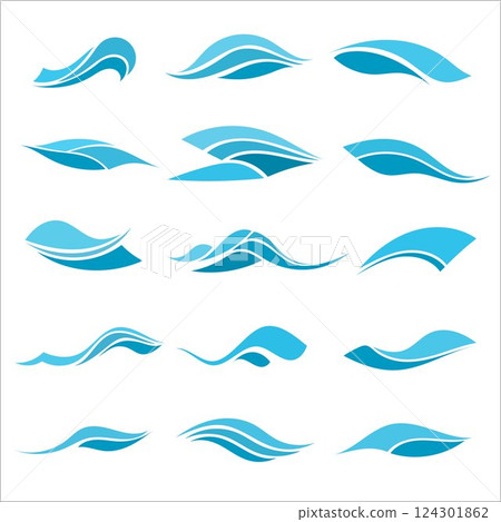Set of wave elements in flat graphic style. 124301862