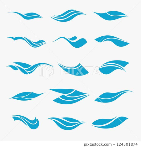 Set of seamless wave elements in flat style. 124301874
