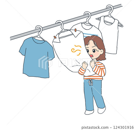 Woman with smelly laundry Woman with smelly laundry 124301916