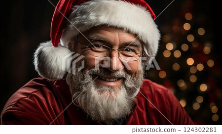 Santa Claus is smiling, background for the New Year and Christmas holiday 124302281