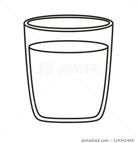black line glass of water black line glass of water 124302408
