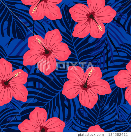 hibiscus seamless pattern 124302411