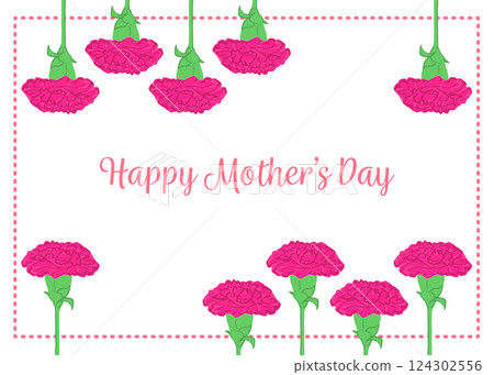 mother's day red carnation frame illustration 124302556