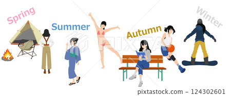 春夏秋冬插畫 124302601