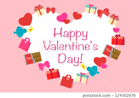 情人節心向量插畫框架(粉紅色) 情人節心向量插畫框架(粉紅色) 124302676