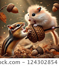 A fight (war?) between a squirrel and a hamster over an acorn. Who will win? 124302854