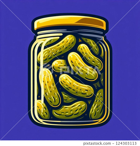 Delicious pickles in a jar 124303113