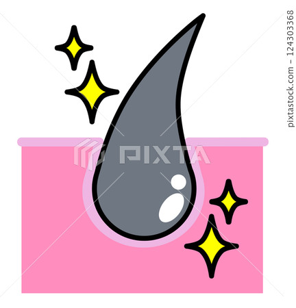 Illustration of black hair tissue with healthy hair roots 124303368