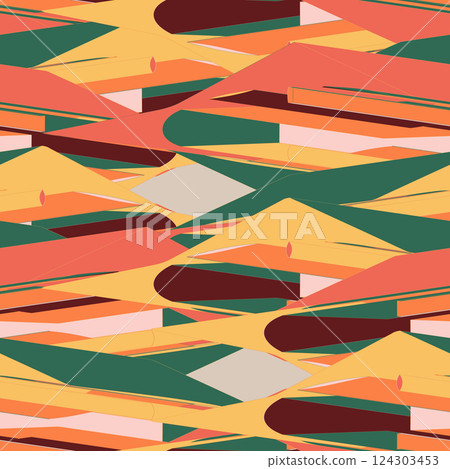 Geometric 3d shapes seamless pattern. Modern geometric texture design. Vector illustration.  124303453