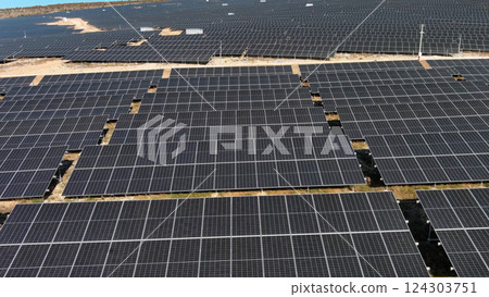 Aerial view of solar power station 124303751