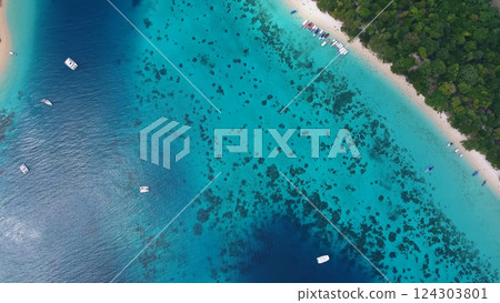 Beach, corals and sea on tropical in Thailand 124303801