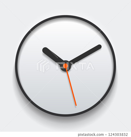 Creative light clock in realistic flat style, with arrow. Simple watch on white background. Time icon. Vector design element for you business project Creative light clock in realistic flat style, with arrow. Simple watch on white background. Time icon. Vector design element for you business project 124303832