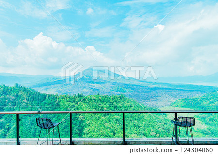 A cafe with a panoramic view of the Kintamani Plateau in Bali A cafe with a panoramic view of the Kintamani Plateau in Bali 124304060