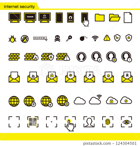 網路安全圖示設定黃色 124304501