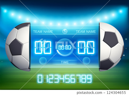 Scoreboard template at a football soccer stadium 124304655