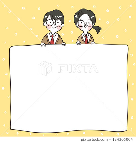 Frame Design Illustration of a Male and Female Student 124305004