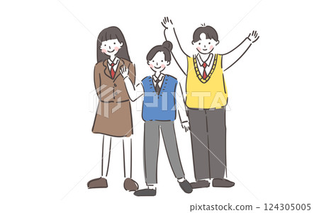Illustration of Teenage Students in School Uniform 124305005