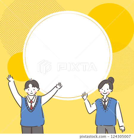 Illustration of Students in School Uniform with a Blank Circular Frame Design Illustration of Students in School Uniform with a Blank Circular Frame Design 124305007