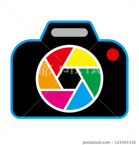 Simple flat camera icon on white background 124305330