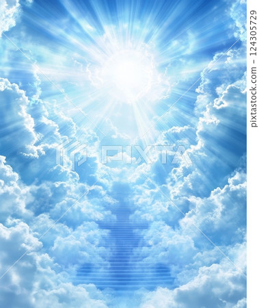 Digital Art of the Heavenly Staircase Uplifting Faith in Celestial Skies Digital Art of the Heavenly Staircase Uplifting Faith in Celestial Skies 124305729