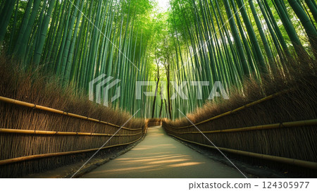 Bamboo Forest in Arashiyama, Kyoto - A tranquil and beautiful landscape 124305977