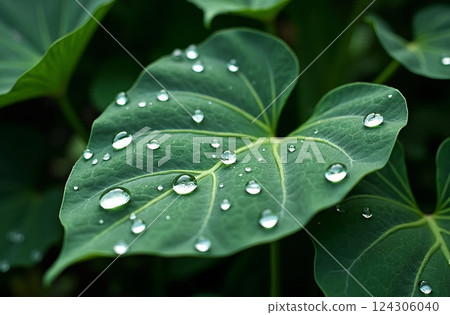 water drops on leaves 124306040