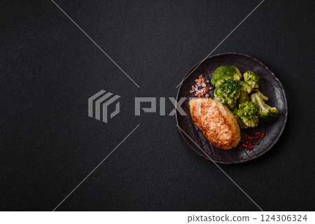 Delicious fresh green broccoli steamed in a ceramic plate Delicious fresh green broccoli steamed in a ceramic plate 124306324