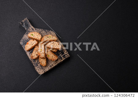 Freshly baked Italian cantuccini cookies with nuts and candied fruits Freshly baked Italian cantuccini cookies with nuts and candied fruits 124306472