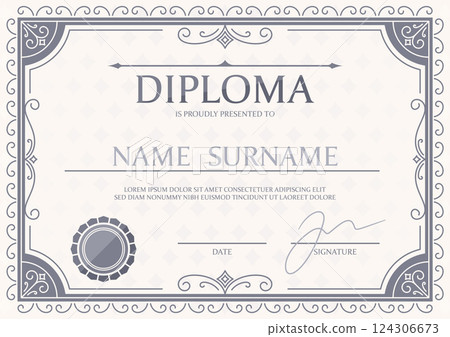 Qualification diploma vintage frame template Qualification diploma vintage frame template 124306673
